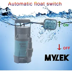 MYLEK Submersible Water Pump Electric 750W for Clean or Dirty Water with Float Switch with 15m Blue Hose