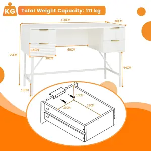 Costway Home Office Desk Computer Desk Study Writing Table PC Workstation W/ 4 Drawers