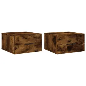 Berkfield Wall-mounted Bedside Cabinets 2 pcs Smoked Oak 35x35x20 cm