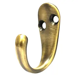 Antique brass effect Zinc alloy Single Hook (H)18mm (W)37mm