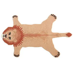 Wool Kids Rug Lion 100 x 160 cm Beige MUFASA