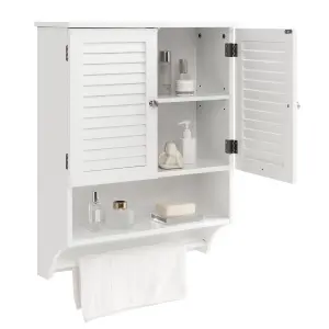 Costway Wall-mounted Bathroom Cabinet Double Door Storage Medicine Cabinet W/ Towel Bar