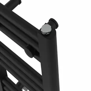 Right Radiators Prefilled Thermostatic Electric Heated Towel Rail Straight Ladder Warmer Rads - Black 800x400 mm