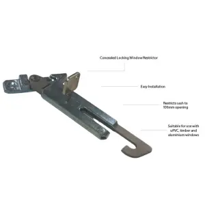 UAP R-lock Window Restrictor Lock - Right Hand - 105mm- Window Security - Lock Child - Restrictor Safety Catch