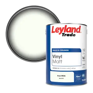 Leyland Trade Vinyl Matt Walls & Ceilings Emulsion Paint Pure White (RAL 9010) 5L