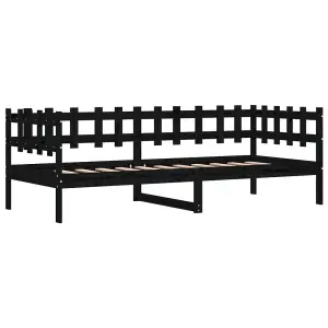 Berkfield Day Bed Black 90x190 cm Solid Wood Pine