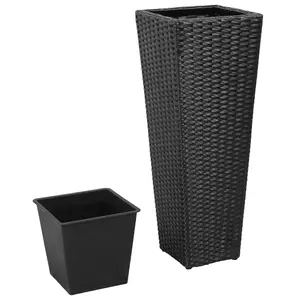 Berkfield Garden Raised Beds 3 pcs Poly Rattan Black