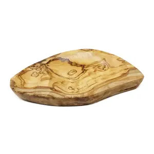 Olive Wood Natural Grained Rustic Kitchen Dining Set of 2 Mini Food Platters 15cm