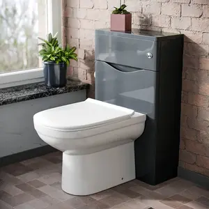 Nes Home Lyndon Modern Back To Wall Toilet Pan and WC Unit Soft Close Seat Grey