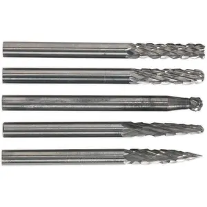 5 PACK - 3mm Micro Carbide Burr Bits Set - VARIOUS HEADS - Rotary Metal Cutter