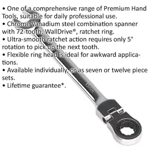 Premium 13mm Flexible Ratchet Combination Spanner with Chrome Vanadium Steel Design