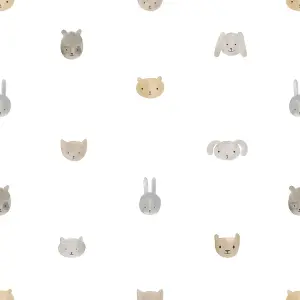 Galerie Little Explorers 2 Beige Happy Heads Wallpaper Roll