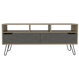 TV unit wide screen rack, bleached pine, Manhattan range