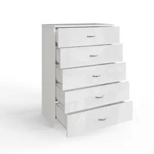 White Gloss 5 Drawer Chest Of Drawers Bedroom Furniture