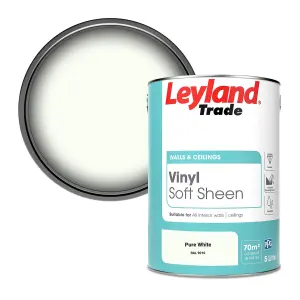 Leyland Trade Vinyl Soft Sheen Walls & Ceilings Emulsion Paint Pure White (RAL 9010) - 5L