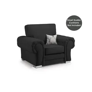 Milan Fabric 3 Piece Sofa Suite Black Full Back Chesterfield Style