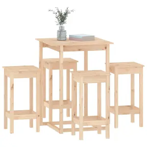 Berkfield 5 Piece Bar Set Solid Wood Pine