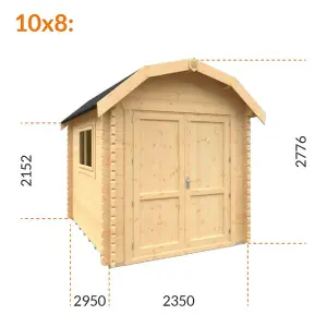 10ft x 8ft (2950mm x 2350mm) Horsforth "The Frankfort Plus" 44mm Log Cabin With 1 Opening Windows