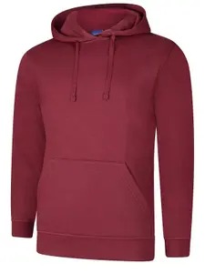 Uneek - Unisex Deluxe Hooded Sweatshirt/Jumper - 60% Ring Spun Combed Cotton 40% Polyester - Maroon - Size XL