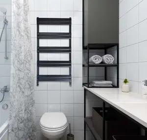 Aluminium Towel rail. compatible with heat pump. energy efficient. Black. Model: Venice. Height: 1000mm.width :500 mm