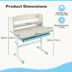 Costway Kids Study Desk Height Adjustable Children Writing Table w/ Tilt Desktop