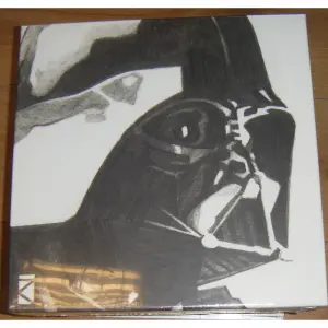 Star Wars Sketch Darth Vader Framed Canvas Print White/Black (30cm x 30cm)