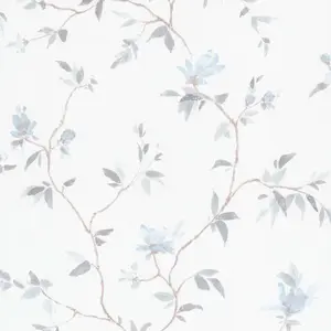 GoodHome Mugga Blue Glitter effect Floral Textured Wallpaper