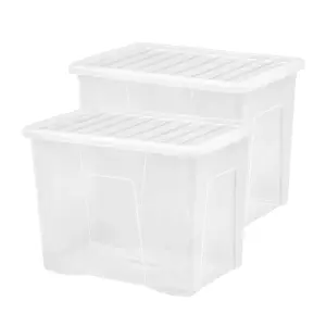 3 x Large 80 Litres Crystal Clear 60 x 40 x 42cm Transparent See Through Boxes With Lids