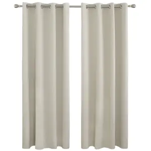 Deconovo Blackout Curtains Thermal Insulated Curtains Energy Saving Eyelet Blackout Curtains W52 x L54 Inch Beige 2 Panels