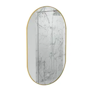 Sensio Nebula Brass effect Oval Wall-mounted Bathroom Illuminated mirror (H)80cm (W)50cm