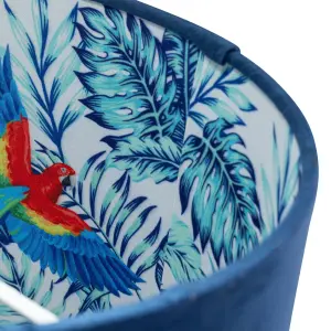 First Choice Lighting Parrot Velvet Blue Parrot Design 30cm Pendant or Table Lamp Shade