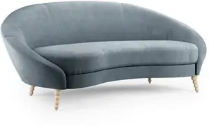 Dunelm Ivy Pacific Velvet 3 Seater Curved Sofa, Boho, Pacific Blue, Fabric/Velvet