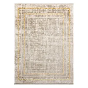 Modern carpet DUKE 51523 beige / gold - Frame, structured, very soft,  180x270 cm