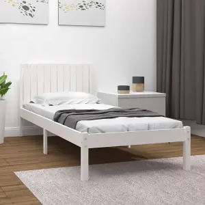 Berkfield Bed Frame White Solid Wood Pine 100x200 cm