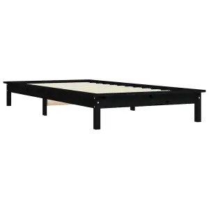 Berkfield Bed Frame Black 90x200 cm Solid Wood Pine