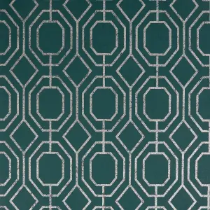 Superfresco Teal Geometric Smooth Wallpaper