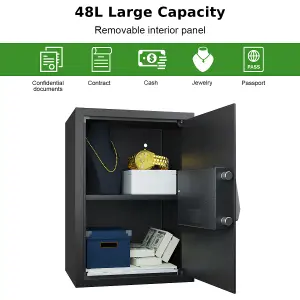 Costway 48L Digital Security Safe Box Electronic Money Cash Jewelry Safecase W/ Keys