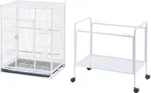 Large Bird Cages Parrot Cage Wide Flight Metal Animal Cage for Budgie Parakeet Conure With Rolling Stand Wheels (White, 62L x 43W