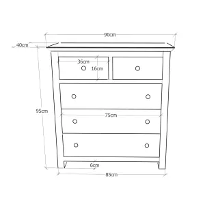 Argenta 5 Drawer Chest of Drawers Bras Drop Handle