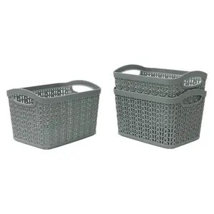 Knit Loop Storage Baskets (Set of 3) Grey