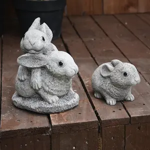 Set of 3 Bunny Rabbit Garden Ornaments