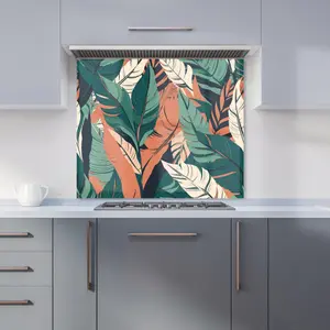 Autumn Tropical Leaves Premium Glass Kitchen Splashback W700mm x H750mm