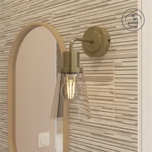 GoodHome Bobwhite Antique brass effect Wired Bathroom wall light