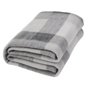 Wholesale Pack of 10 x Check Print Soft Fleece Blanket Throw, 120 x 150cm