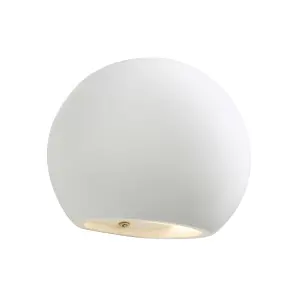 Litecraft Vane White Paintable Round Up and Down Wall Light