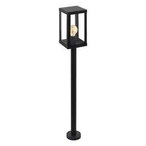 IP44 Outdoor Bollard Light Black Zinc Plated Steel 1 x 60W E27 Bulb Post