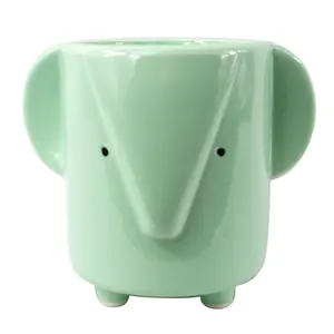 13cm Ceramic Blue Elephant Planter