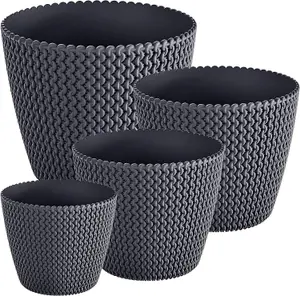 Plant Pots Indoor Outdoor Plastic Flowerpot Small Medium Large Splofy  Anthracite 30cm