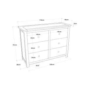 Argenta 6 Drawer Chest of Drawers Chrome Cup Handle