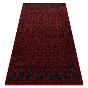 Wool carpet OMEGA BUCHARA frame, circles red 200x300 cm